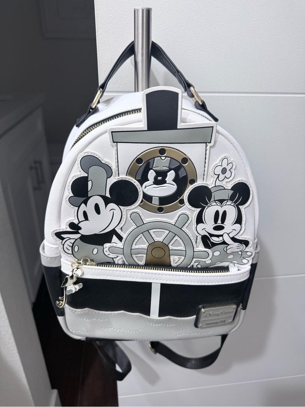 Loungefly Disney Mickey & Minnie Nautical Mini Backpack - White & Black